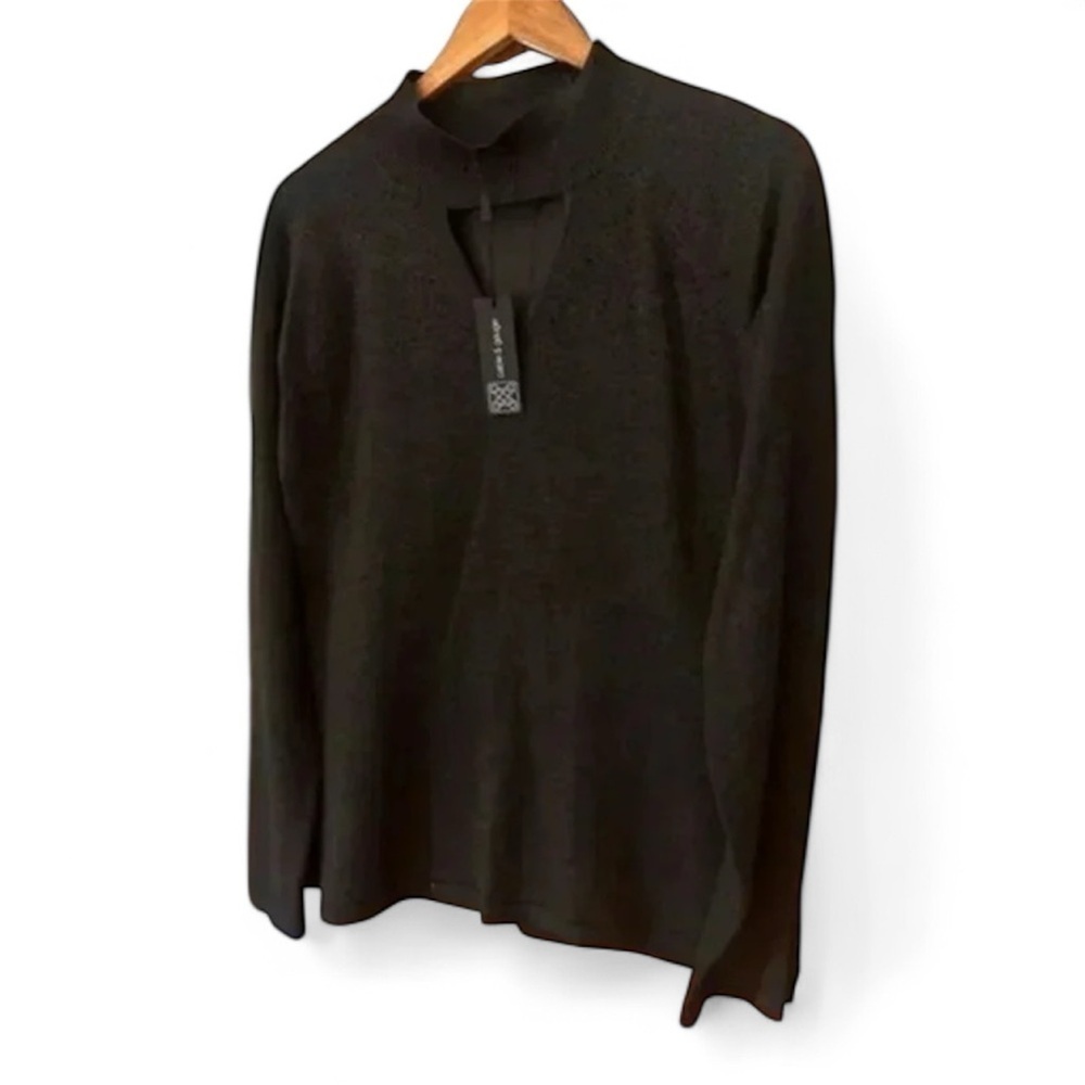 Cable and Gauge‎ Metallic Gray Mock Neck Sweater Small